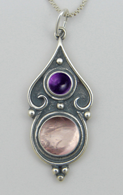 Sterling Silver Romantic Necklace Rose Quartz And Amethyst